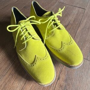 Cole Haan LunarGrand Volt Green Yellow Suede Wingtip Oxfords